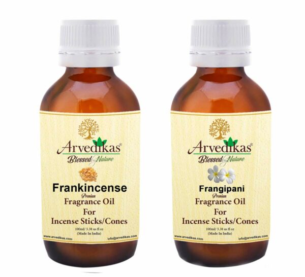 Set of 2 Arvedikas Premium Frankincense & Frangipani Fragrance Oils Making Agarbatti