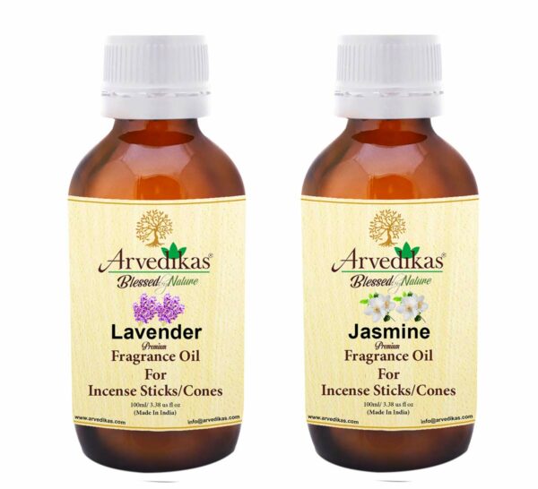 Set of 2 Arvedikas Premium Levender & Jasmine Fragrance Oils Making Agarbatti / Incense Sticks