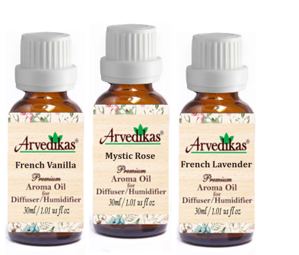 Set Of 3 French Vanilla-Mystic Rose-French Lavender Fragrance Oil for Diffuser (30Ml Each)