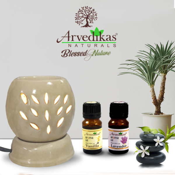 Electric Aroma Diffuser Set With 2 Fragrance Scented Oil 10Ml-(Lavender | Vanilla)