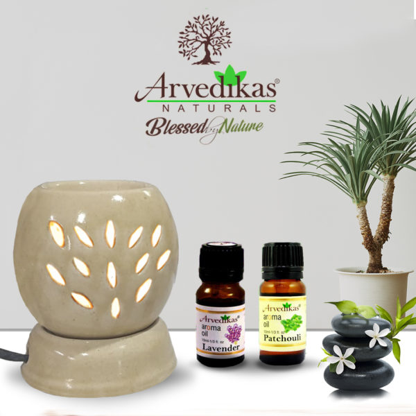 Electric Aroma Diffuser Set With 2 Fragrance Scented Oil 10Ml-(Lavender | Patchouli)