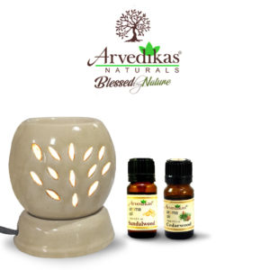 Electric Aroma Diffuser Set With 2 Fragrance Scented Oil 10Ml-(Sandalwood | Cedarwood)